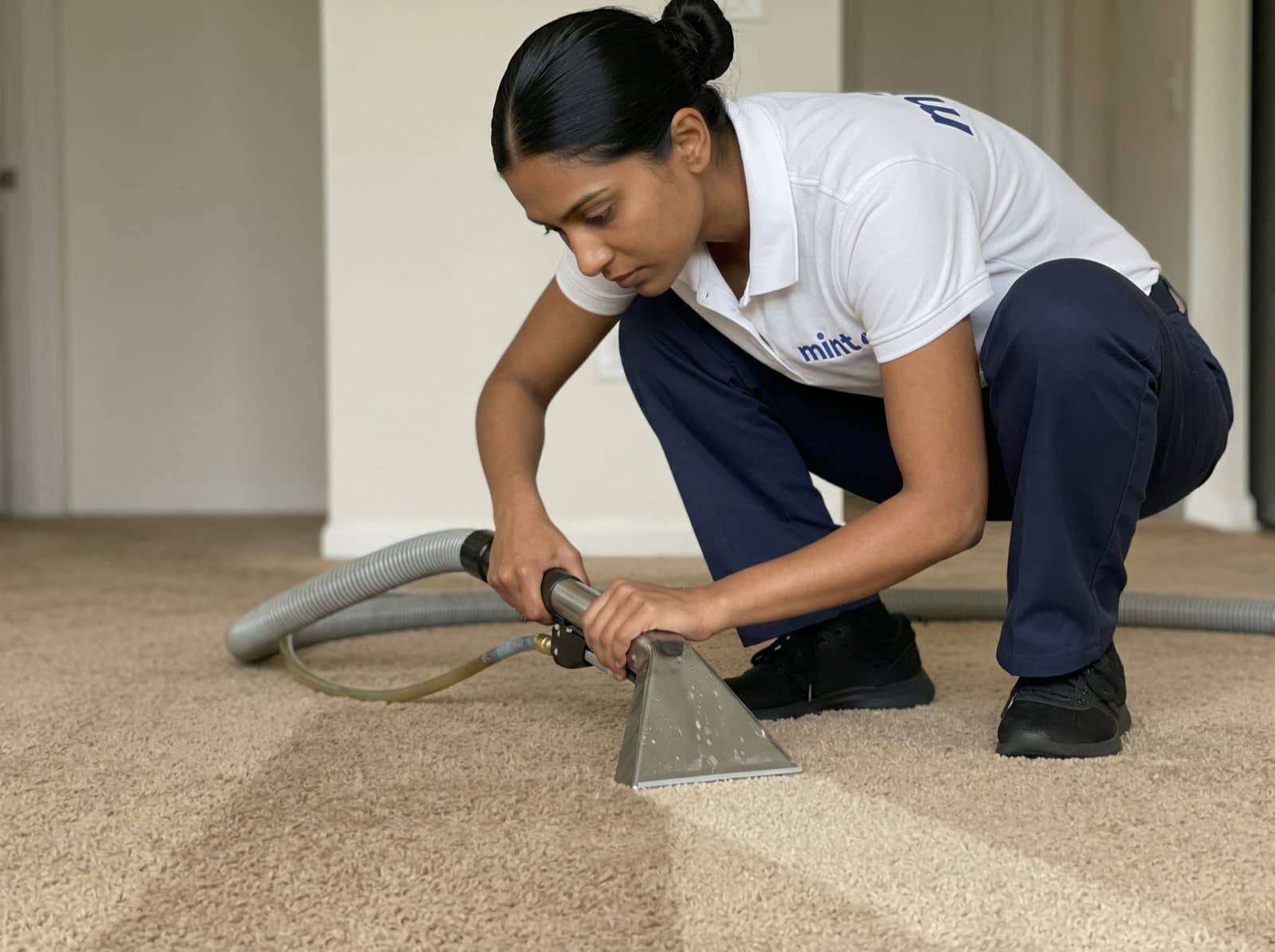 Hot water extraction carpet cleaning process in North Vancouver