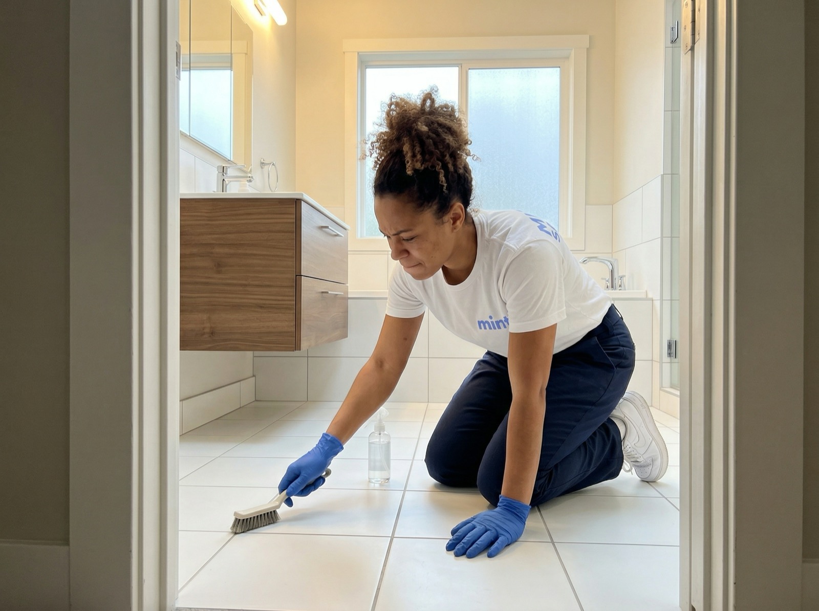 Deep cleaned bathroom tile and grout in North Vancouver